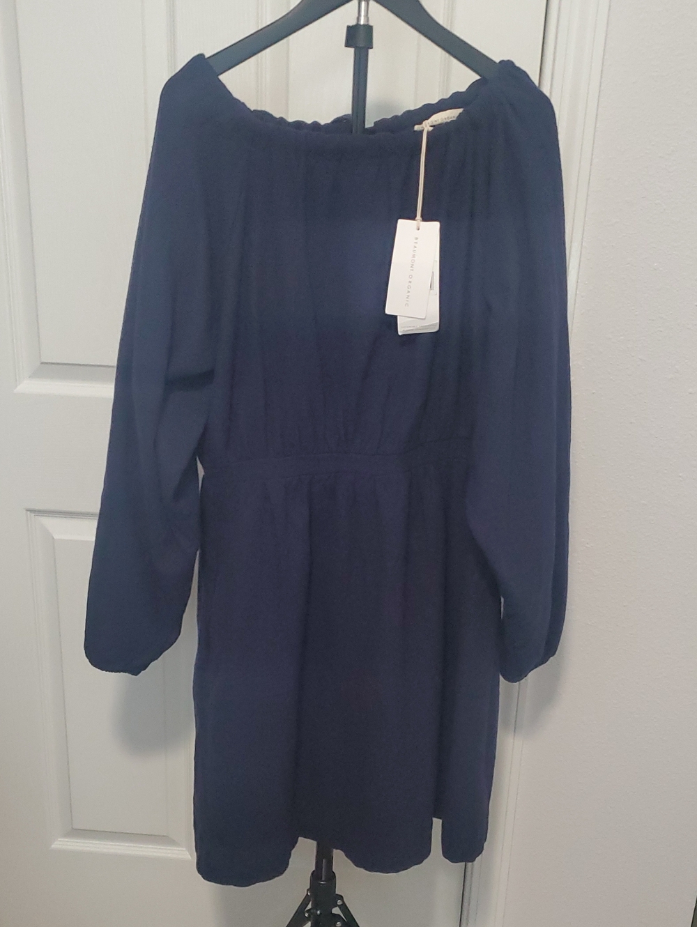 NWT Beaumont Organic Ava-Jane Brushed Twill Dress Night Sky L Made In Portugal